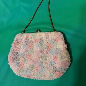 Vintage Walborg Pastel Multicolor Beaded Floral Clutch Circa ‘50s -‘60s